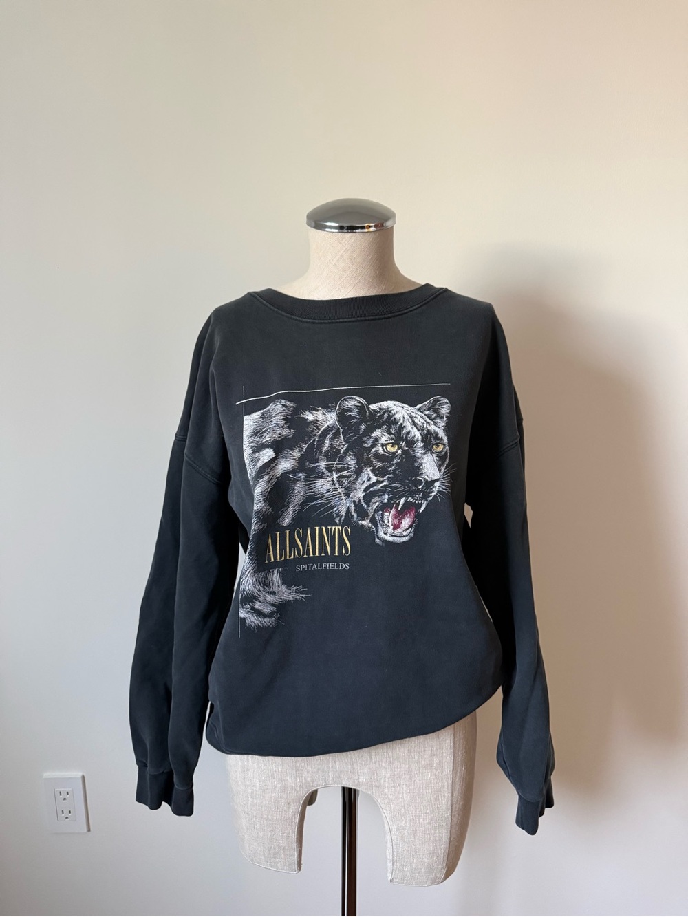 All Saints black crewneck sweatshirt with brand label